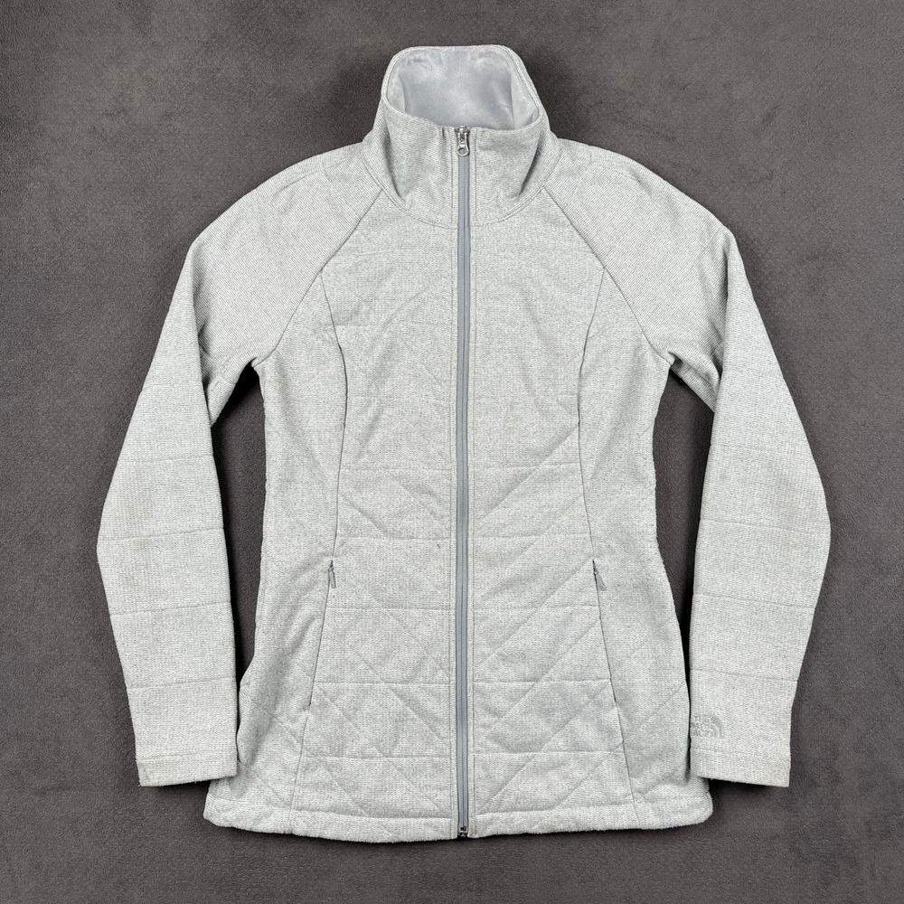 The North Face Womens Knit Stitch Fleece Jacket Womens Small Gray Full Zip